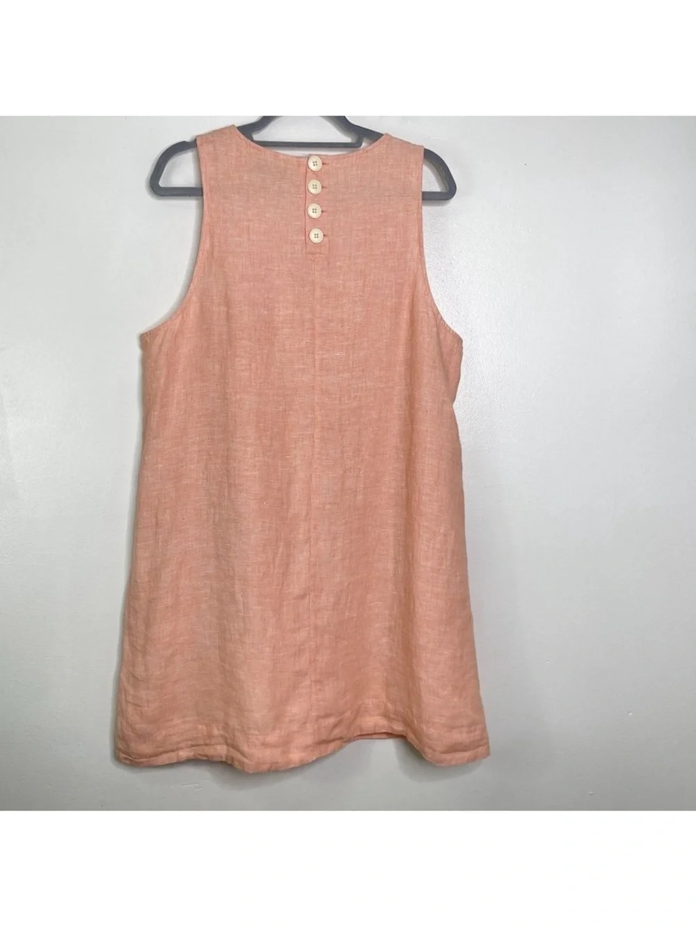 J. Crew 2022 Linen Button Back Linen Shift Dress Size XL Peach